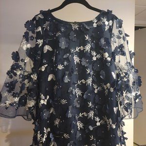 Blue ans White Flower Blouse